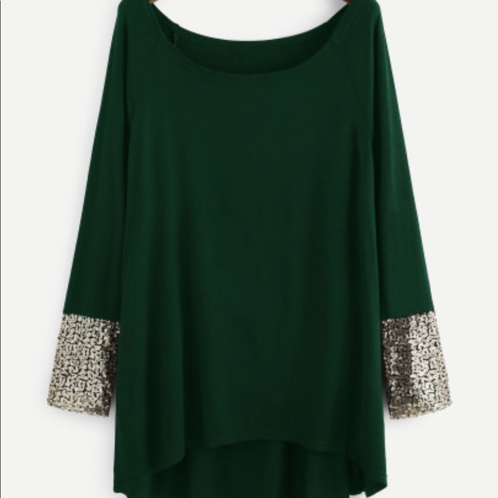 Green high low shirt